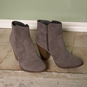 Gray Block Heel Booties